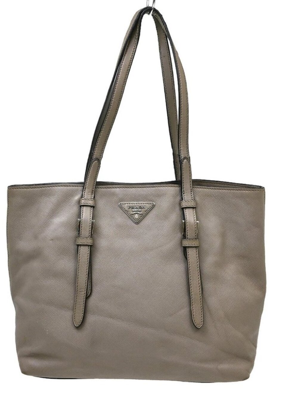 Prada Gray Leather Tote Handbag